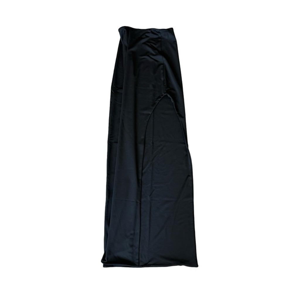 Edges of Her Black Asymmetrical Maxi Skirt Side Slit Small